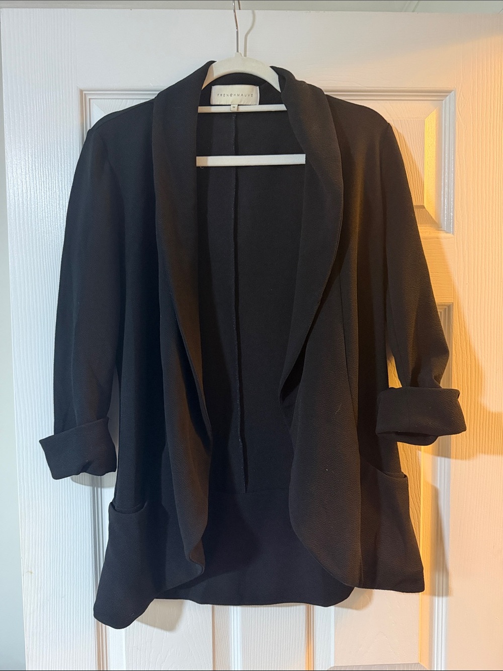 Black Open-Front Draped Blazer by Leith